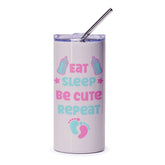 Eat Sleep Be Cute Repeat Tumbler, Baby Tumbler, New Born Baby Gift Idea, Cute Baby Tumbler, Baby Shower Gift Idea - Tawshia